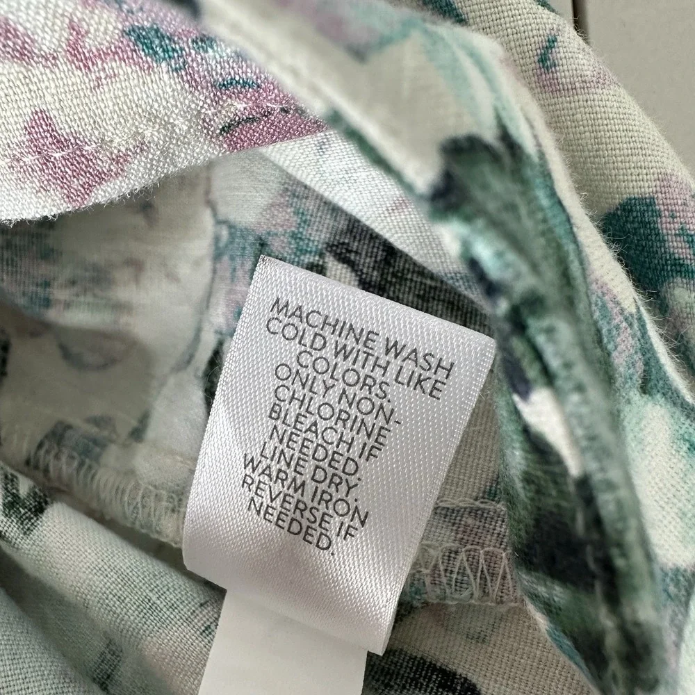 J‎ Jill Cropped Pants Floral Linen Blend Size Large